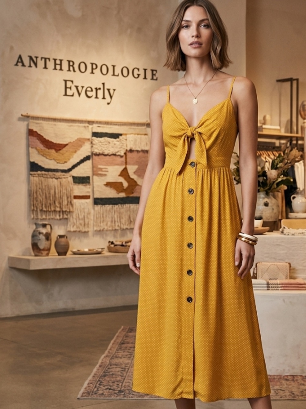 Authentic Anthropologie brand Everly polka dot sundress sz S